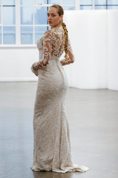 Ibim crystal beaded lace dress