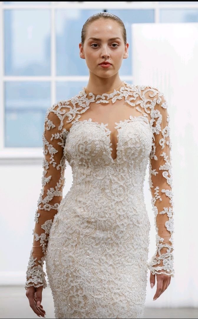 Illusion long-sleeve lace gown — Gia Bridals, Port Harcourt